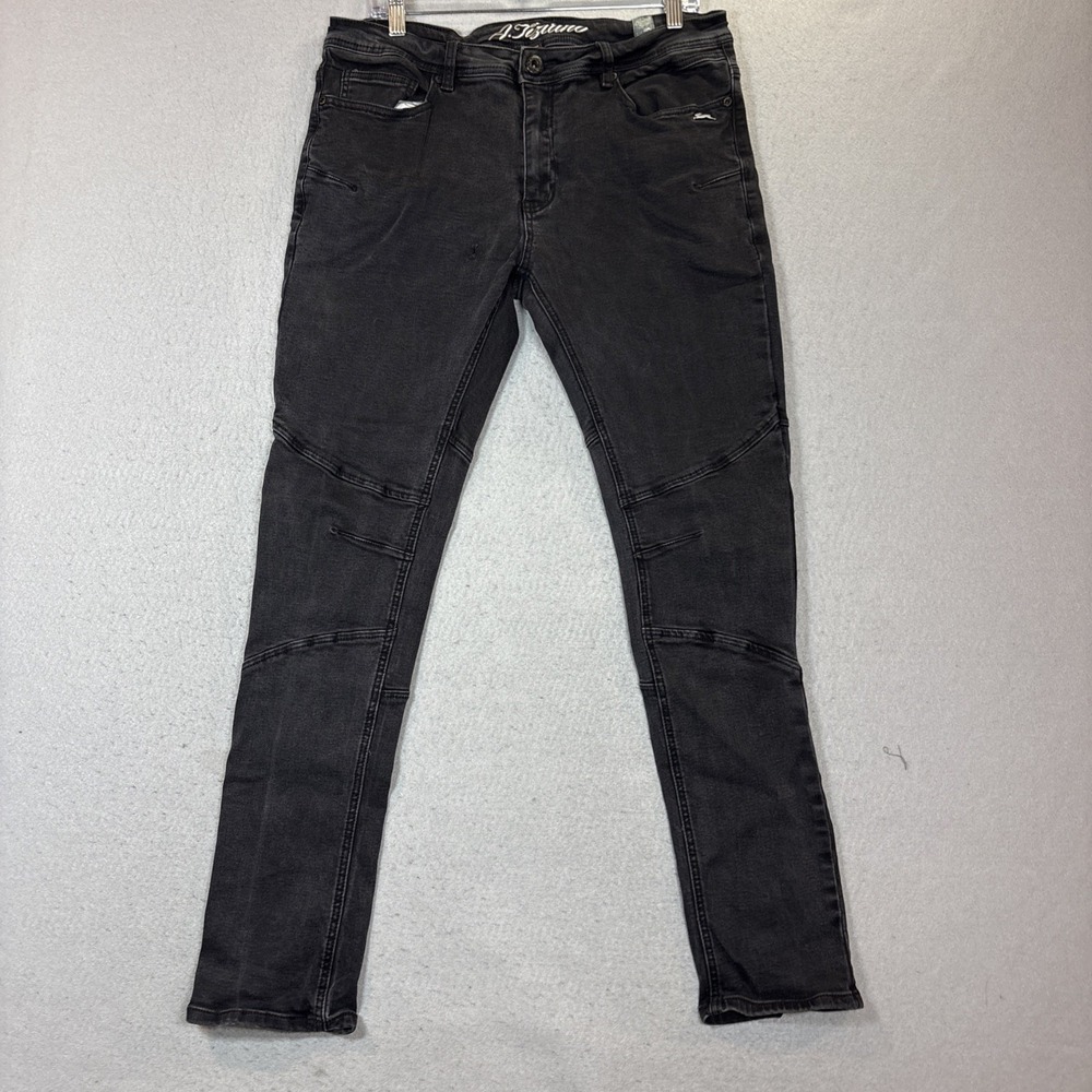 A. Tiziano Slim Fit Black Stretch Denim Jeans Button Zip 5-Pocket Men Size 38